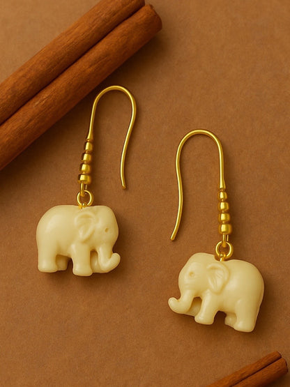 Mini White Elephant Dangler Earrings