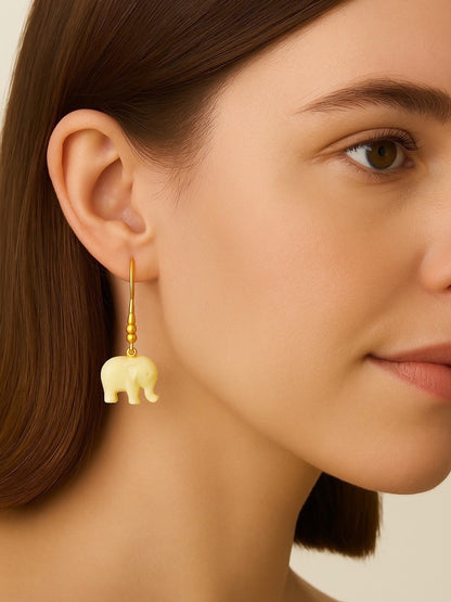 Mini White Elephant Dangler Earrings