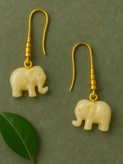 Mini White Elephant Dangler Earrings