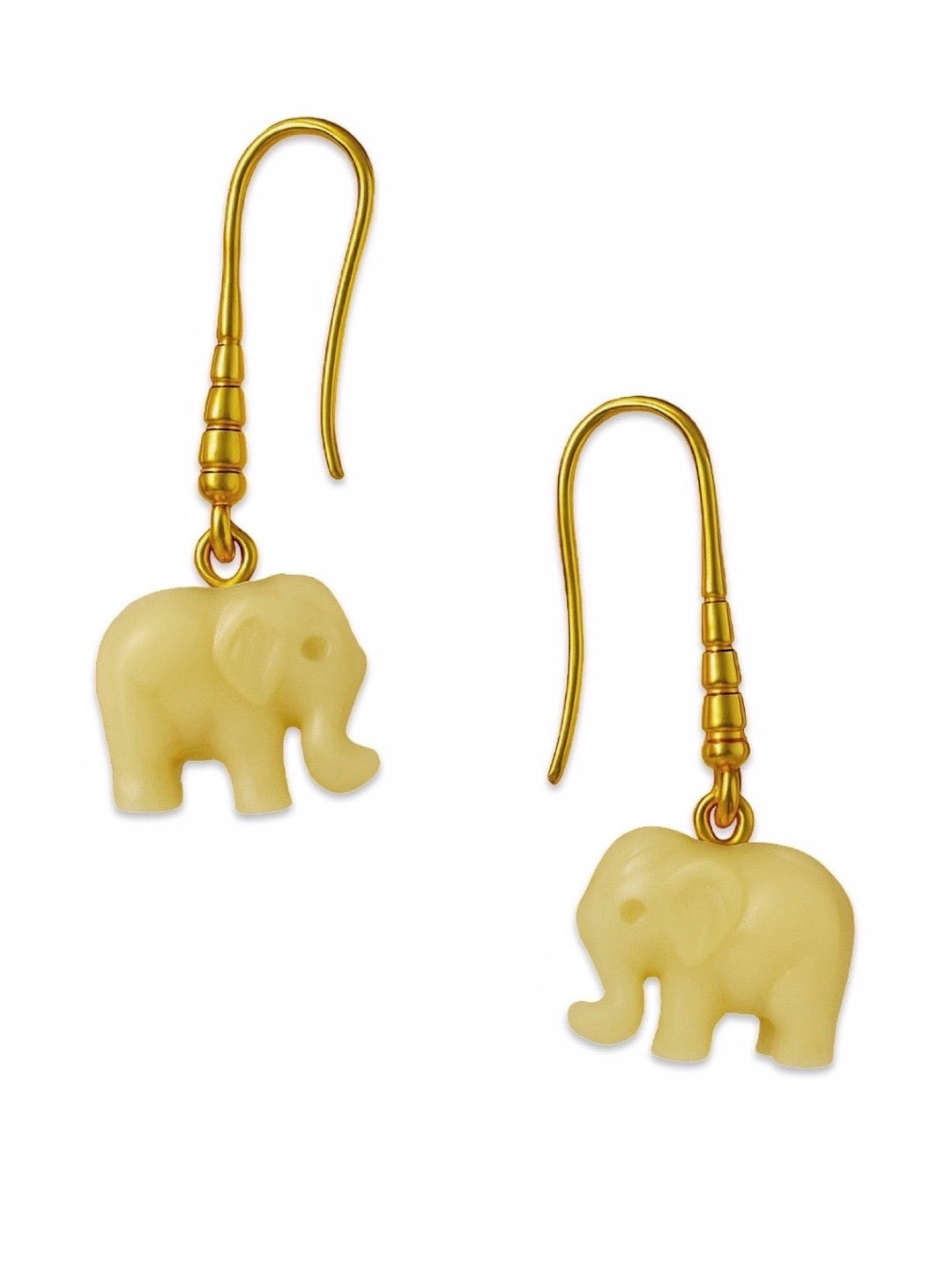 Mini White Elephant Dangler Earrings