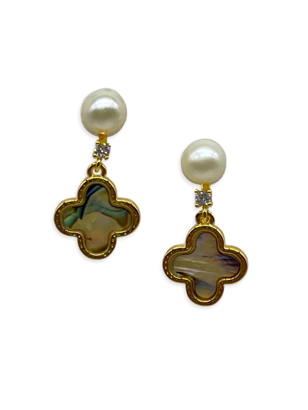 Fresh water pearl Earring With AD & Mother of Pearl