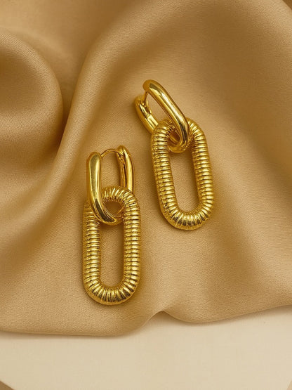 Oval Double Link Design Western Earrings