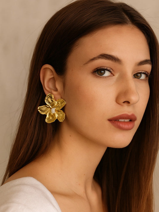 Flower & Pearl Design Western Earrings