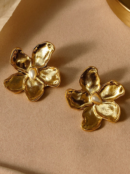 Flower & Pearl Design Western Earrings