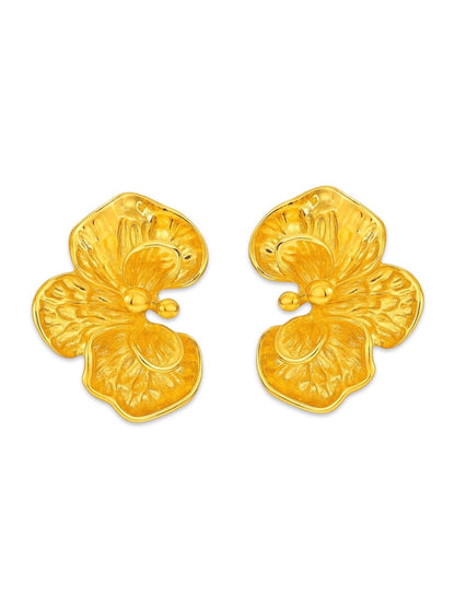 Gold Plated Flower Design Western Earrings