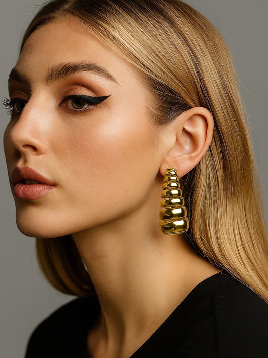Gold Plated Sea Shell Design Western Earrings