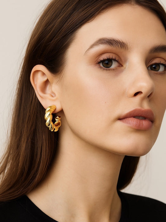 Twisted Chunky Hoop Western Earrings