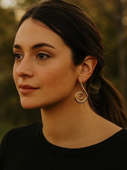 Gold Plated Spiral Design Western Earrings