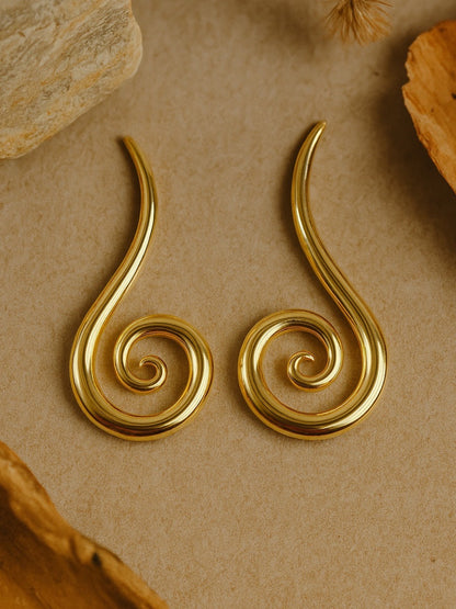 Gold Plated Spiral Design Western Earrings