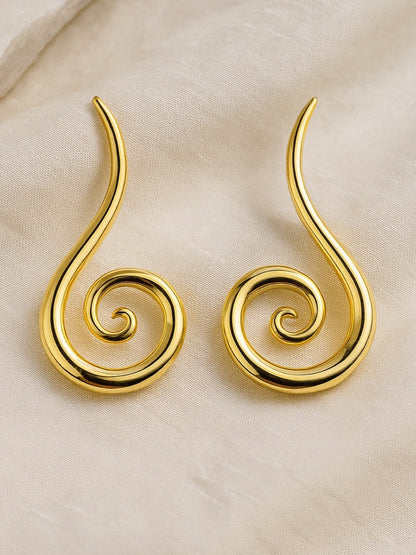 Gold Plated Spiral Design Western Earrings