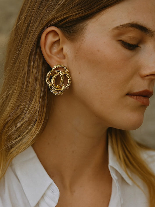 Spiral Snail Stud Design Western Earrings