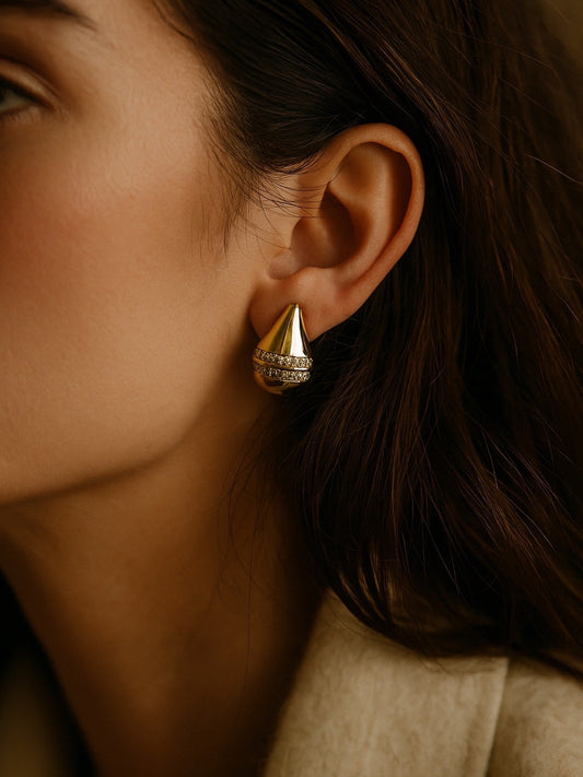 Gold Plated Teardrop Design Western Earrings