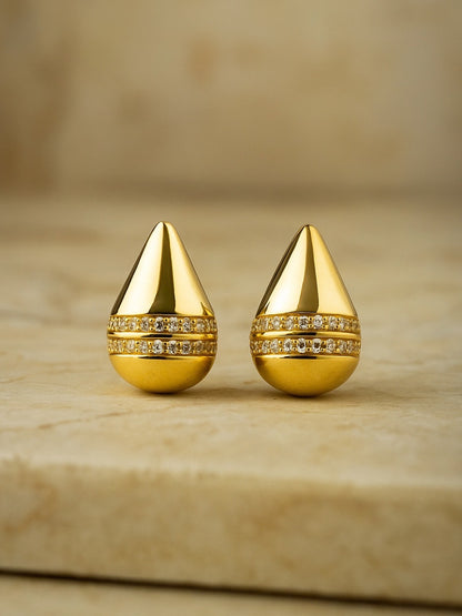 Gold Plated Teardrop Design Western Earrings