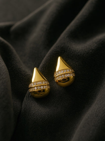 Gold Plated Teardrop Design Western Earrings