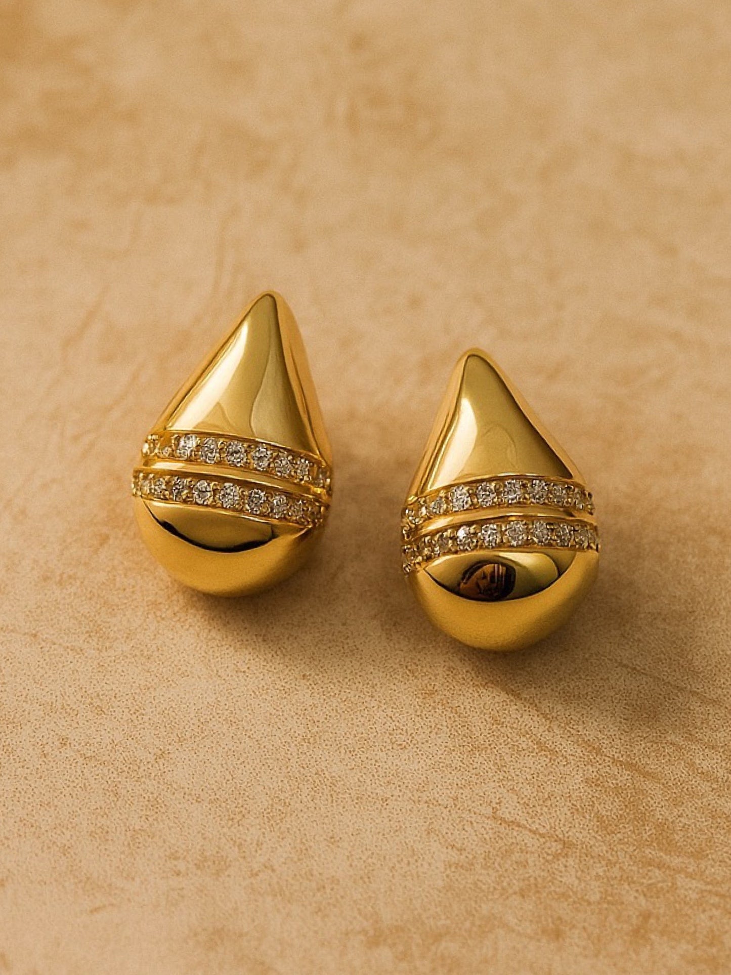 Gold Plated Teardrop Design Western Earrings