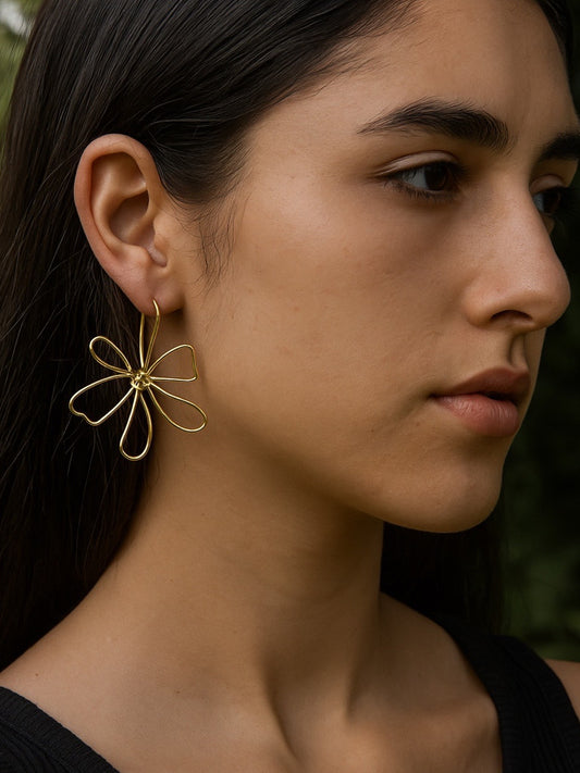 Gold Plated Flower Design Western Earrings