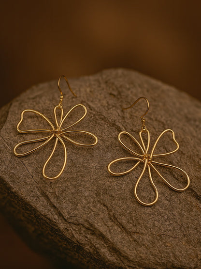 Gold Plated Flower Design Western Earrings