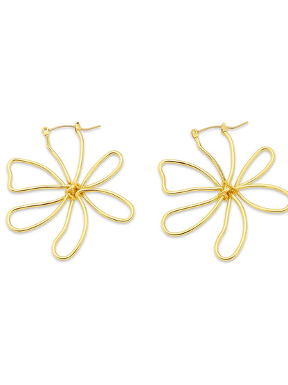 Gold Plated Flower Design Western Earrings