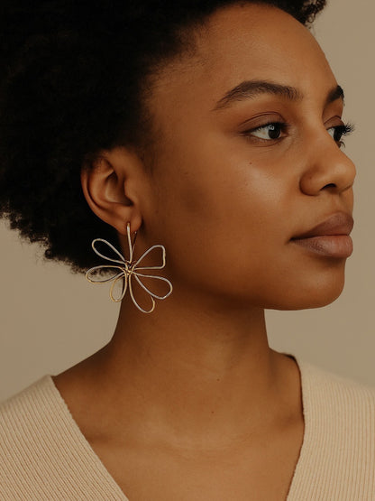 Gold Plated Flower Design Western Earrings