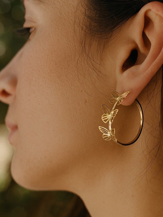 Butterfly Hoop Design Western Earrings