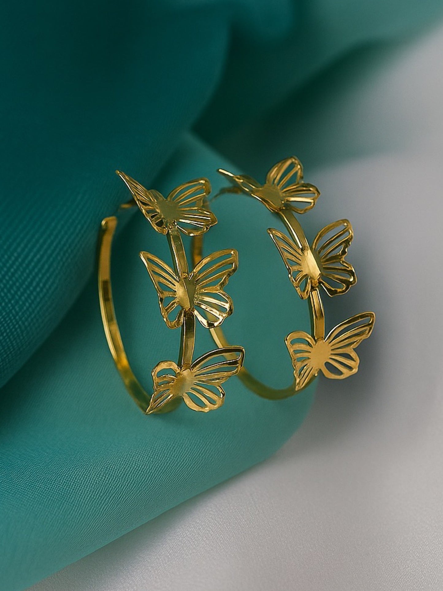 Butterfly Hoop Design Western Earrings