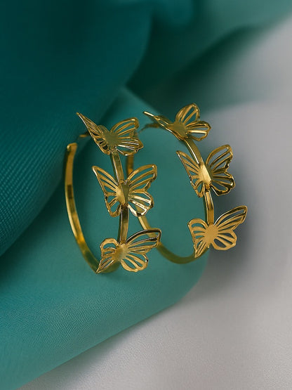 Butterfly Hoop Design Western Earrings