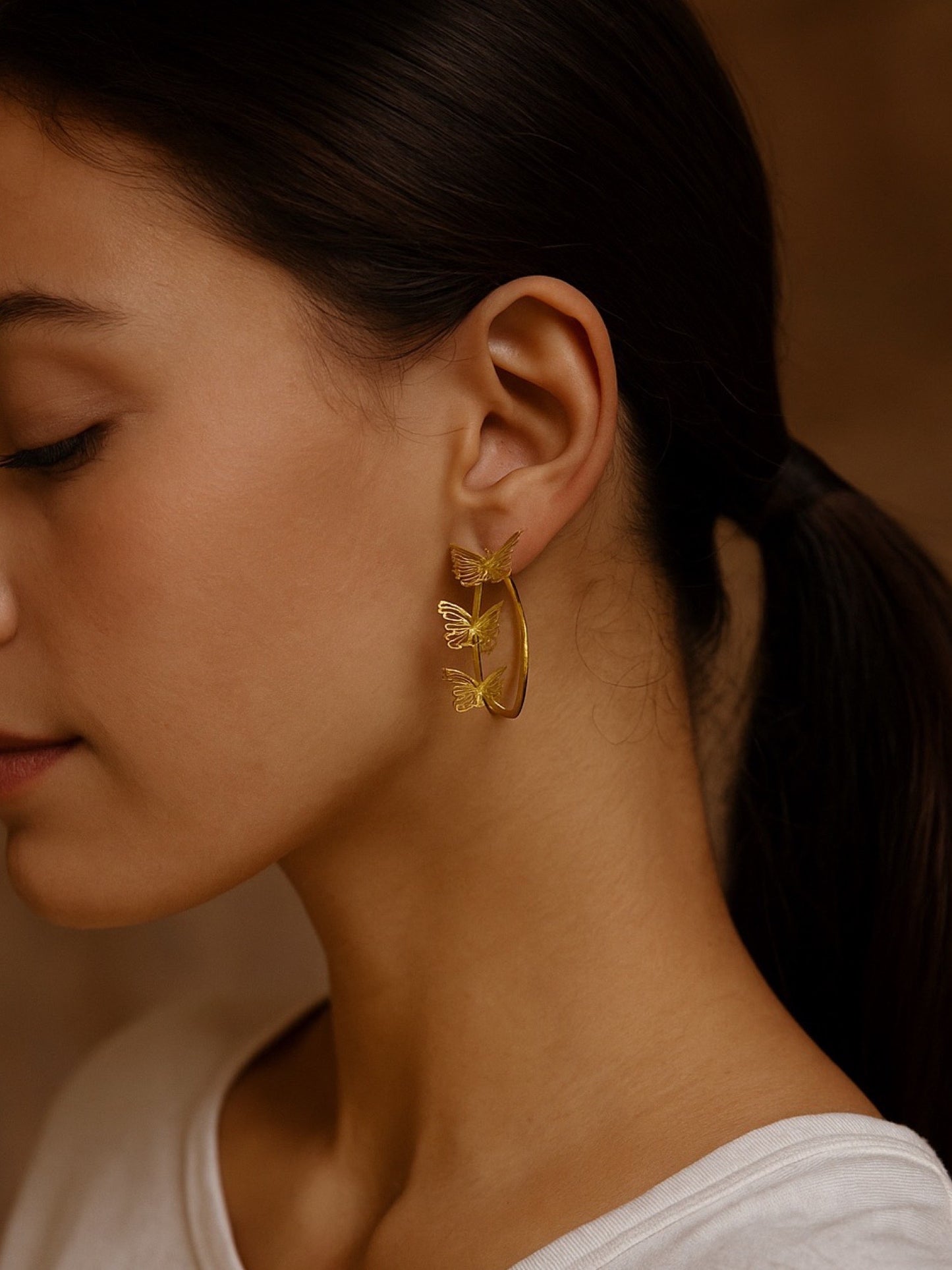 Butterfly Hoop Design Western Earrings