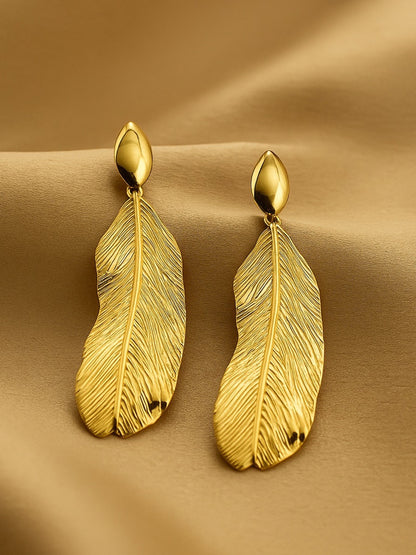 Gold Plated Leaf Design Western Earrings