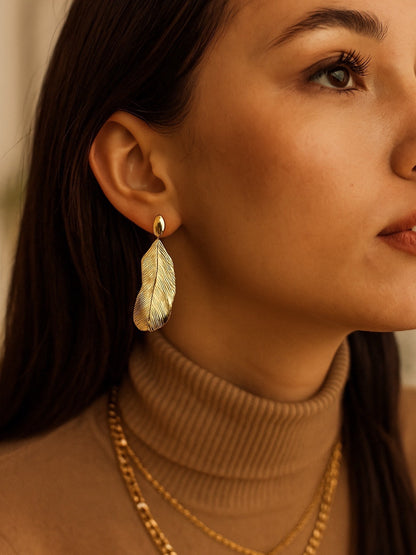 Gold Plated Leaf Design Western Earrings