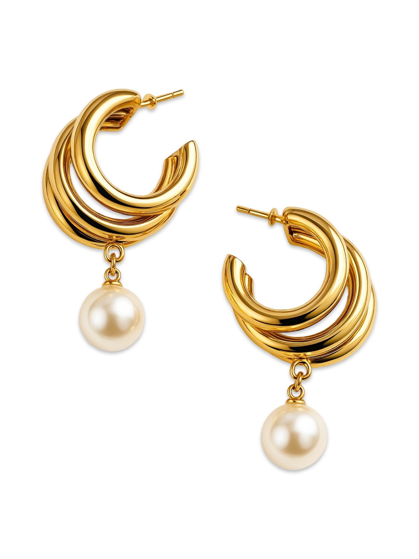 Half Hoop With Pearl Design Western Earrings