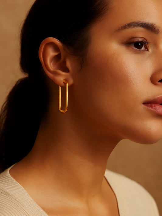 Gold Plated U Shape Design Western Earrings