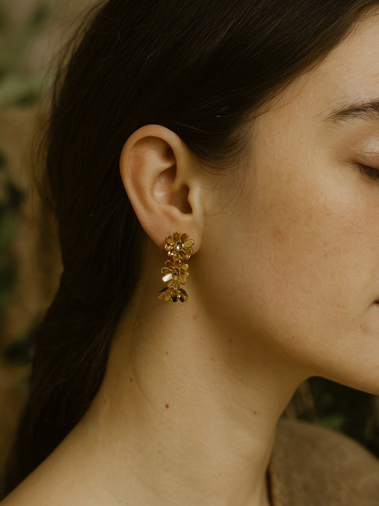 Sparkle Flower Hoop Design Western Earrings