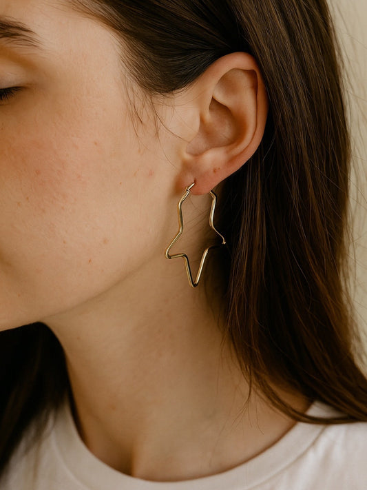 Big Star Hoop Design Western Earrings