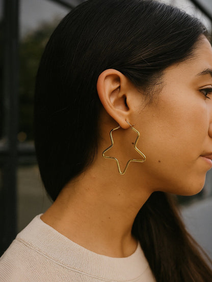 Big Star Hoop Design Western Earrings
