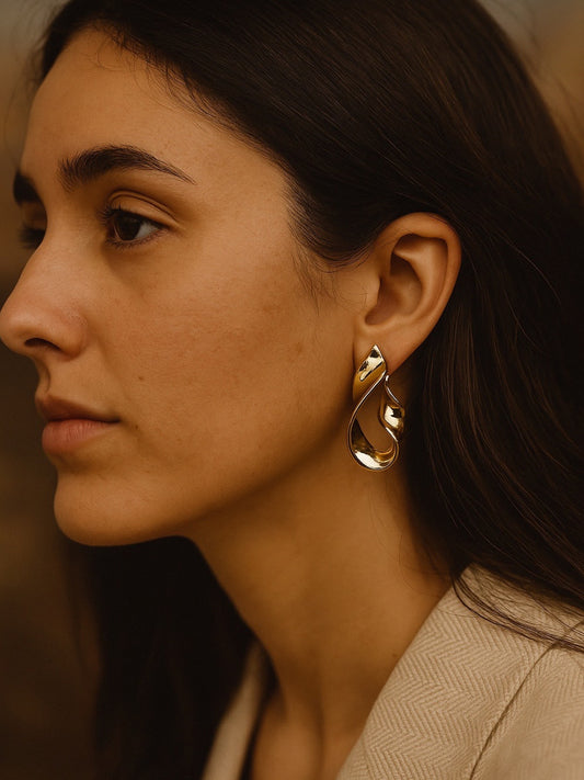Gold Plated Twist Stud Design Western Earrings