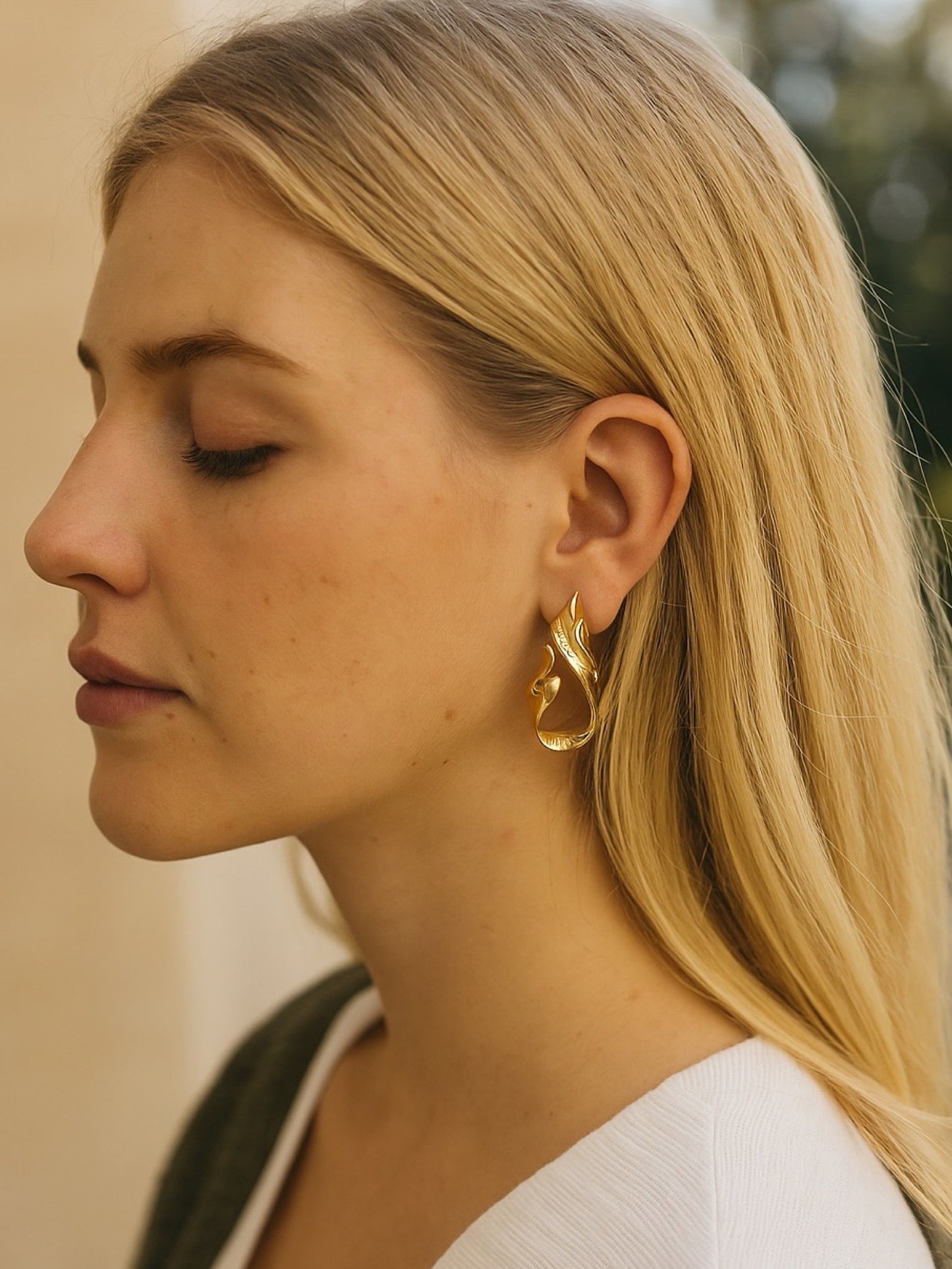 Gold Plated Twist Stud Design Western Earrings