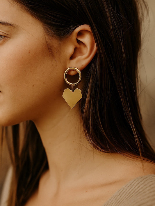 Gold Plated Heart Design Western Earrings