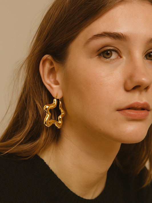 Thick Bold Star Design Western Earrings