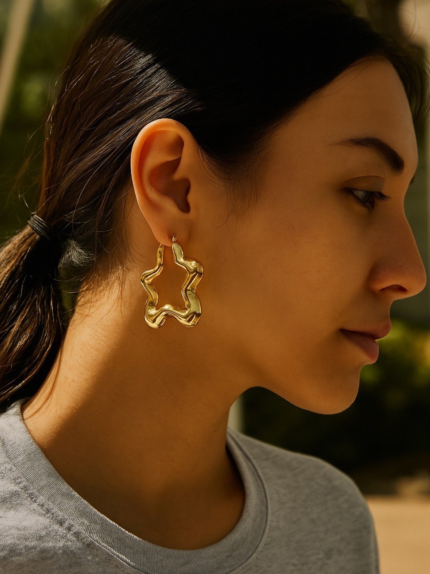 Thick Bold Star Design Western Earrings