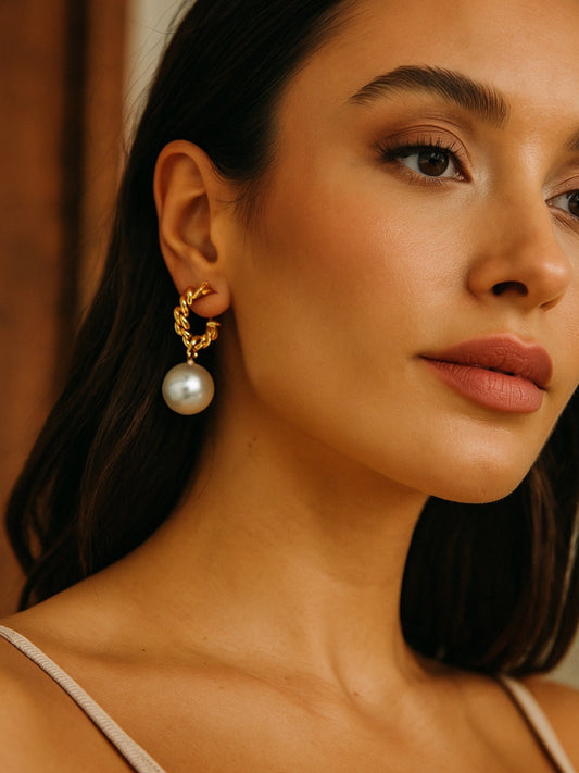 Pearl Drop Design Western Earrings