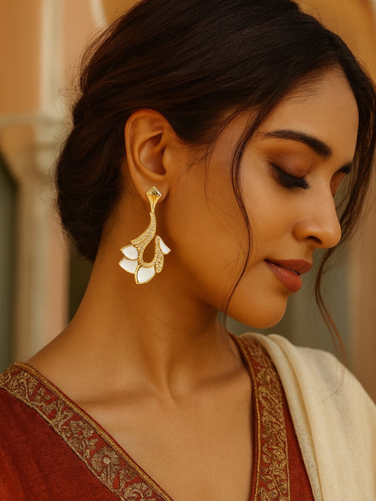 Fresh Water Pearl Peacock AD Earrings
