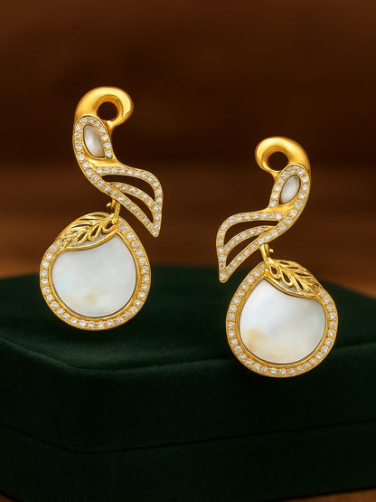 Fresh Water Pearl Peacock AD Drop Earrings