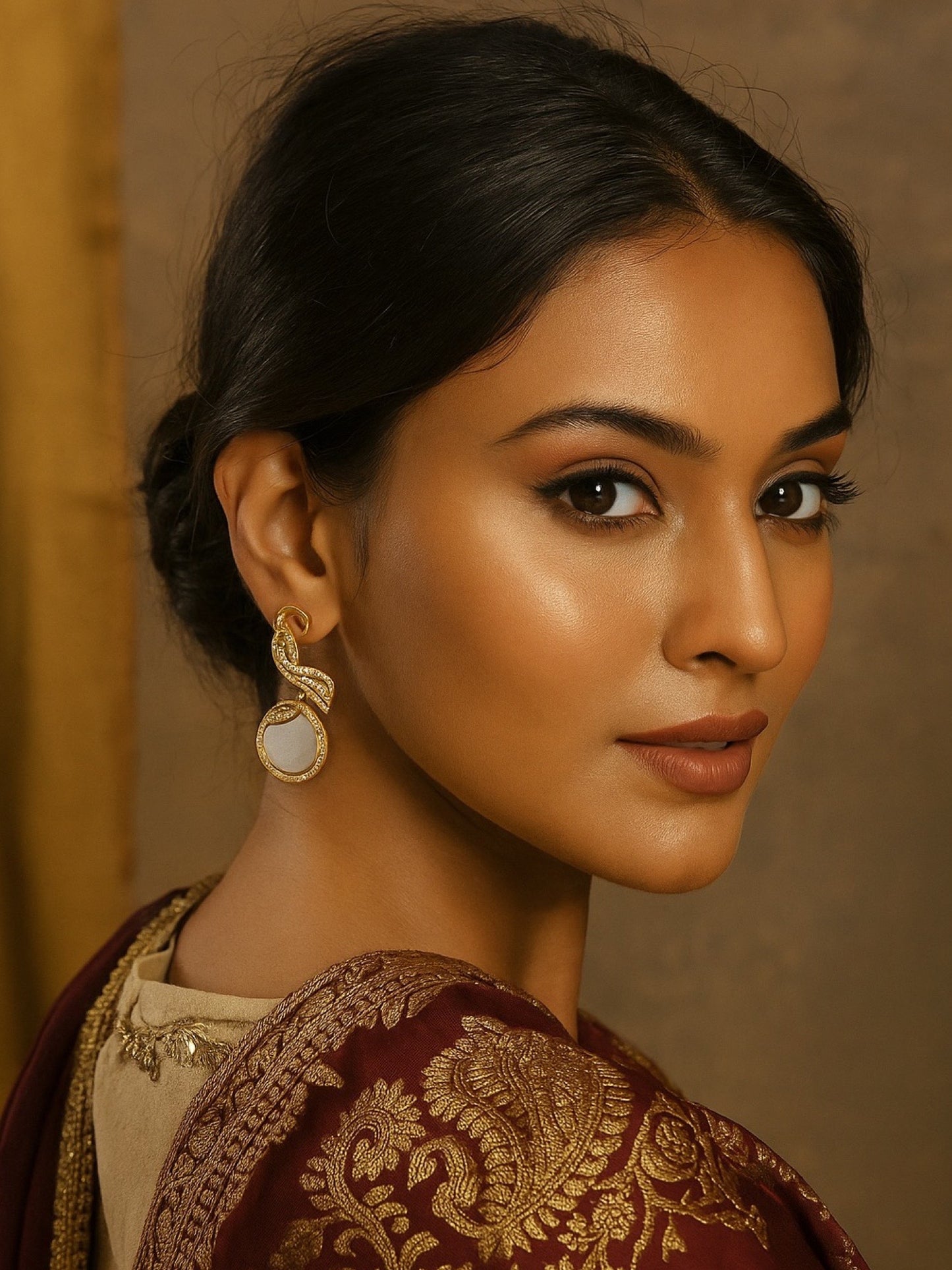 Fresh Water Pearl Peacock AD Drop Earrings