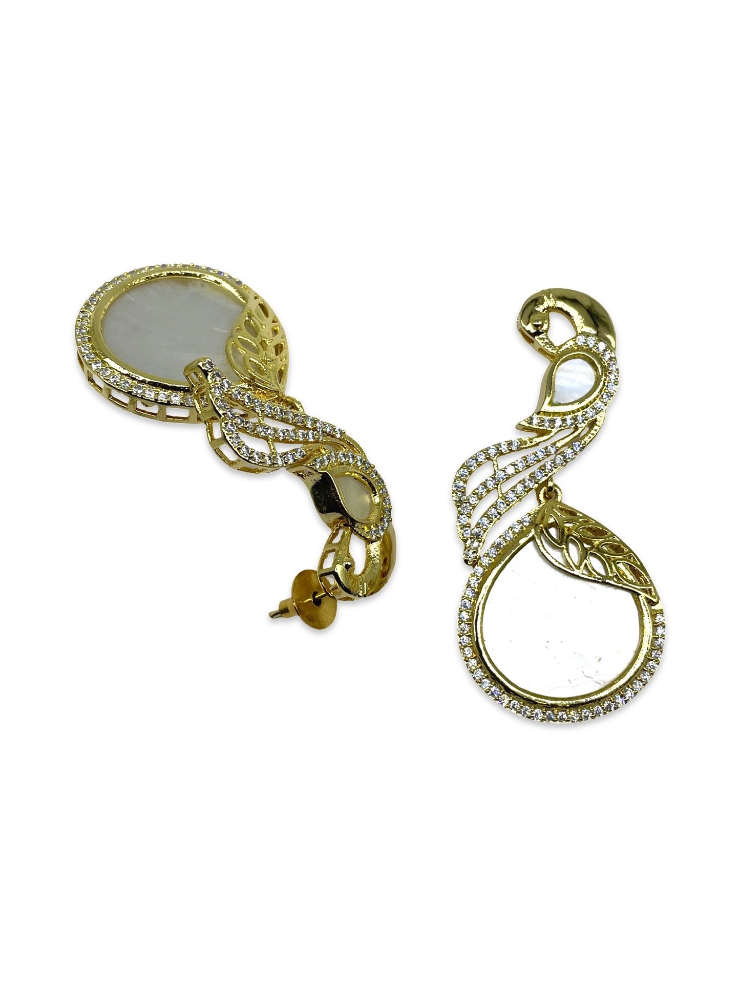 Fresh Water Pearl Peacock AD Drop Earrings
