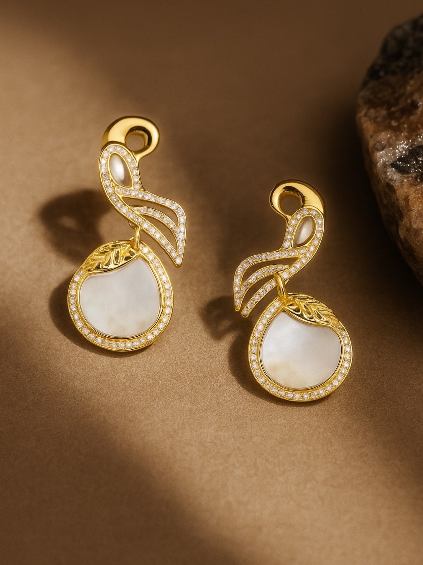 Fresh Water Pearl Peacock AD Drop Earrings