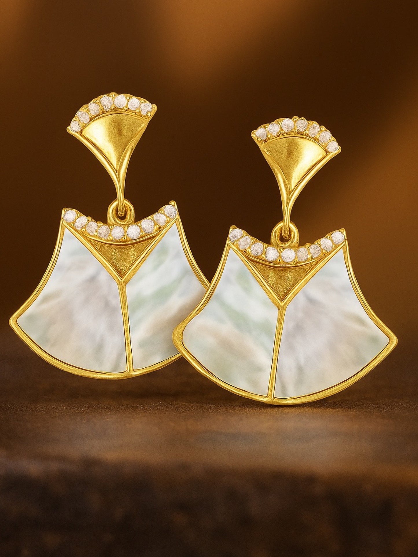 Fresh Water Pearl Geometric Shape AD Earrings
