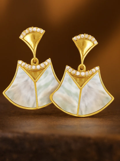Fresh Water Pearl Geometric Shape AD Earrings