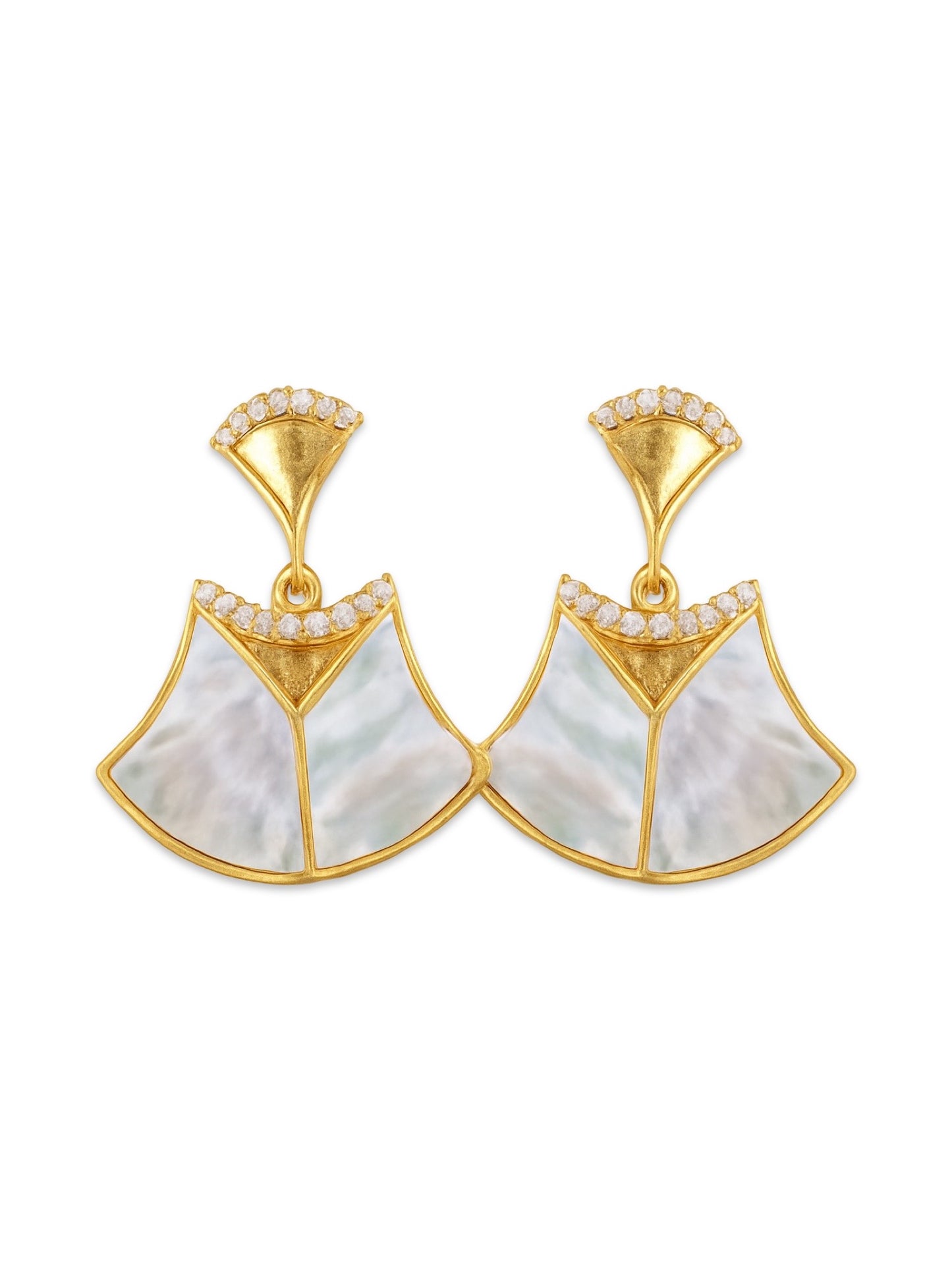 Fresh Water Pearl Geometric Shape AD Earrings