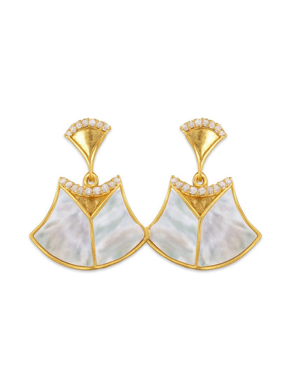 Fresh Water Pearl Geometric Shape AD Earrings