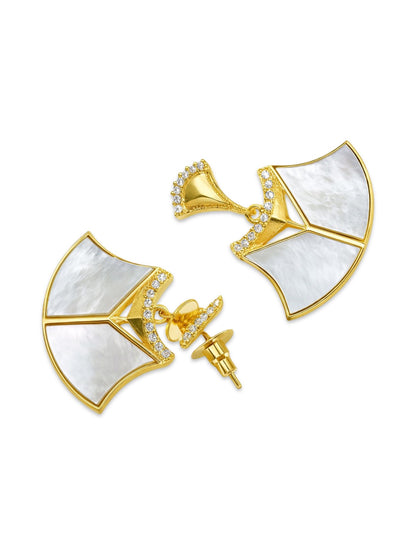 Fresh Water Pearl Geometric Shape AD Earrings